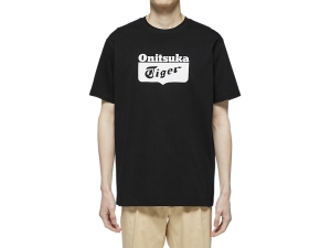 Onitsuka Tiger Logo Tee Czarne Białe | 201485QMJ
