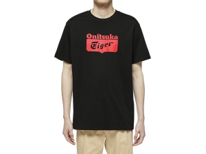 Onitsuka Tiger Logo Tee Czarne Czerwone | 318704AJZ